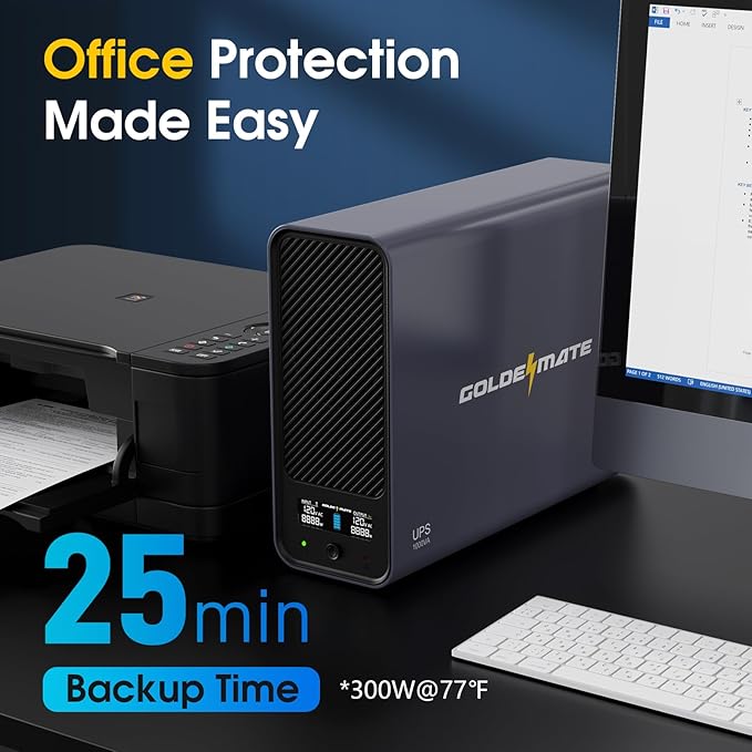 GOLDENMATE 1000VA/600W Lithium UPS Battery Backup & Surge Protector, Backup - Image 6