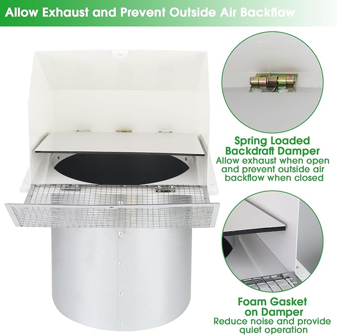 4 Inch Dryer Vent Cover Outside Hooded Wall Vent - Image 4