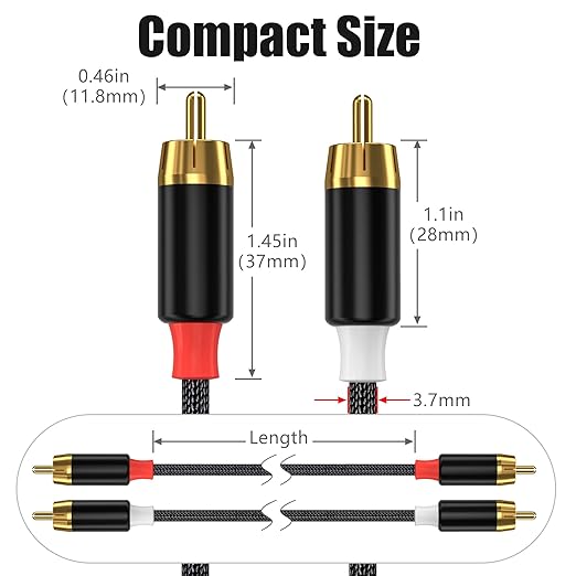 AGVEE 16.5ft RCA Cable, 2 RCA Male Thickened Six Claws Plug Stereo Auxiliary - Image 7