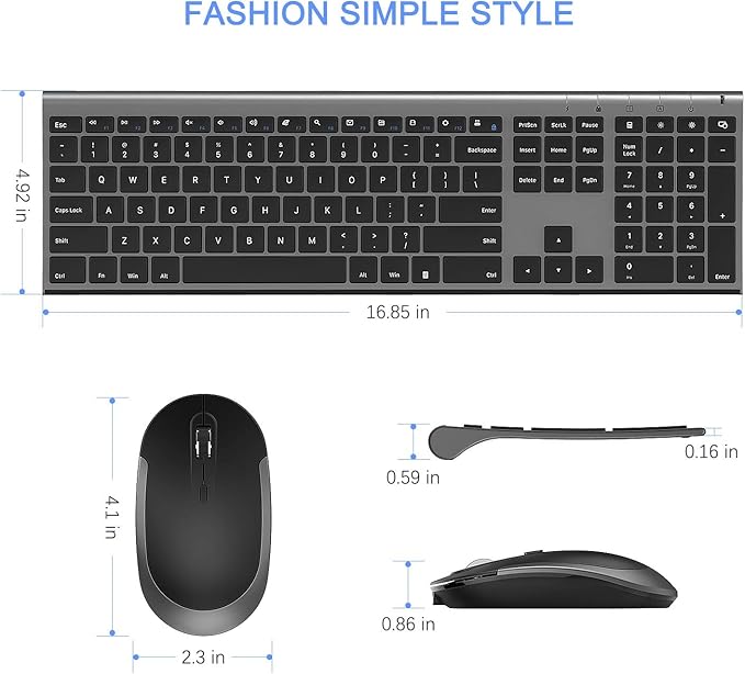 Wireless Keyboard and Mouse, Vssoplor Rechargeable Quiet Full-Size Keyboard and - Image 6