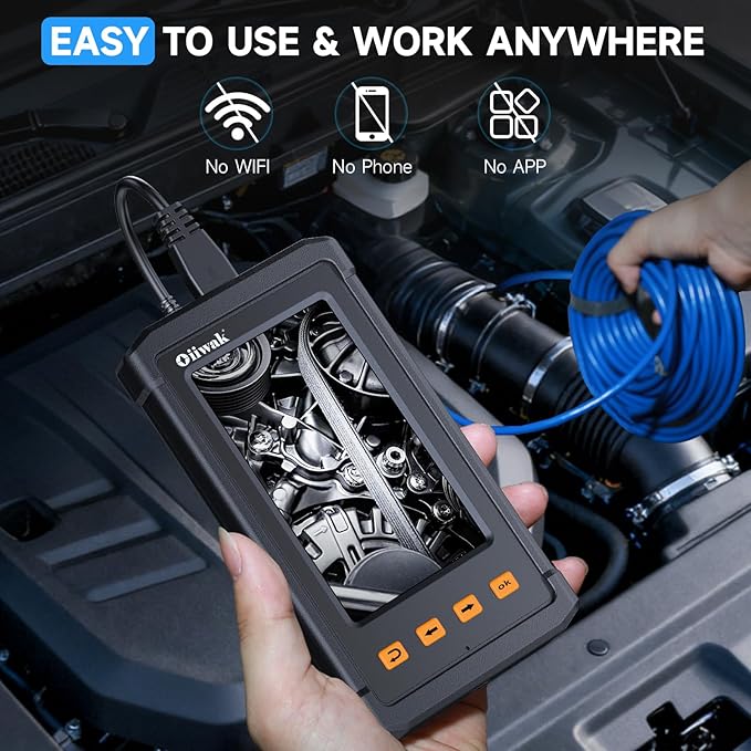 Oiiwak Endoscope Camera with Light, 5.5 mm Borescope, 4.3" IPS Screen HD - Image 3