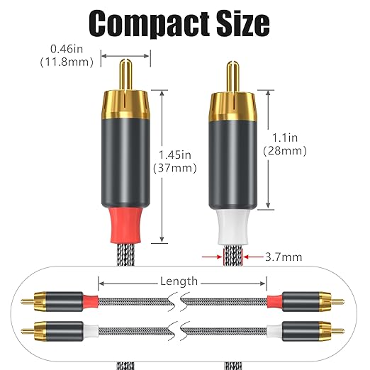 AGVEE 6.6ft RCA Cable, 2 RCA Male Thickened Six Claws Plug Stereo Auxiliary - Image 7