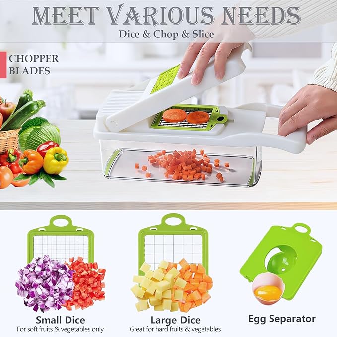 Pro-Series 20-in-1 Vegetable Chopper, Dewpeton Mandoline Slicer, Veggie Chopper - Image 2