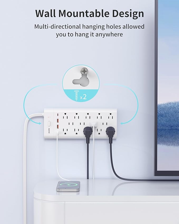 Surge Protector Power Strip Outlet Extender - Image 6