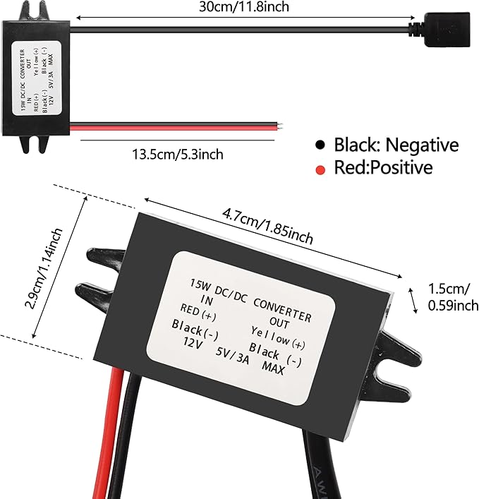 MEIRIYFA 12V to 5V USB Converter DC 12V to Dual 5V 3A USB Buck Converter Module - Image 4