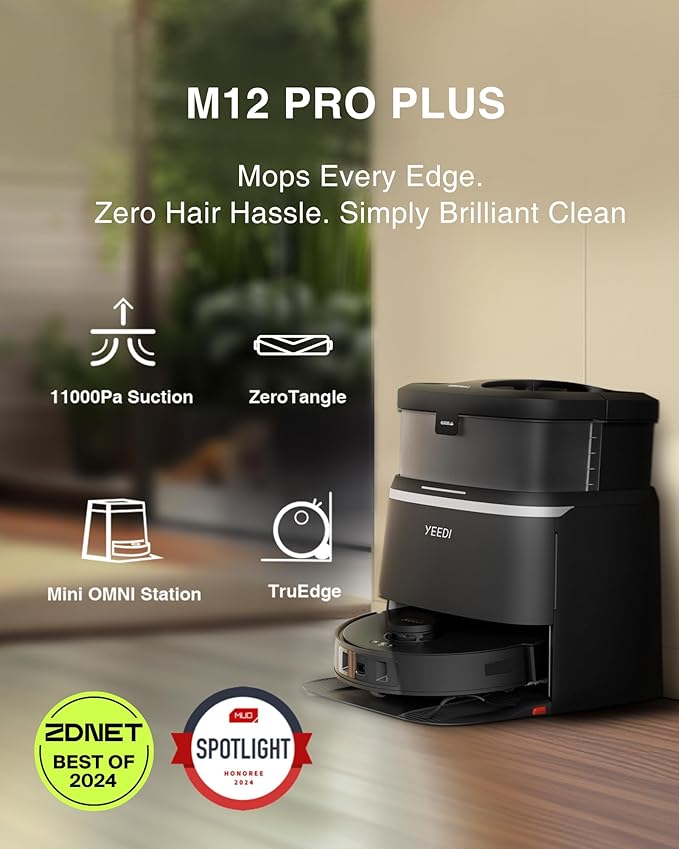 Yeedi M12 PRO Robot Vacuum and Mop Combo, 11000Pa Powerful Suction, ZeroTangle - Image 2