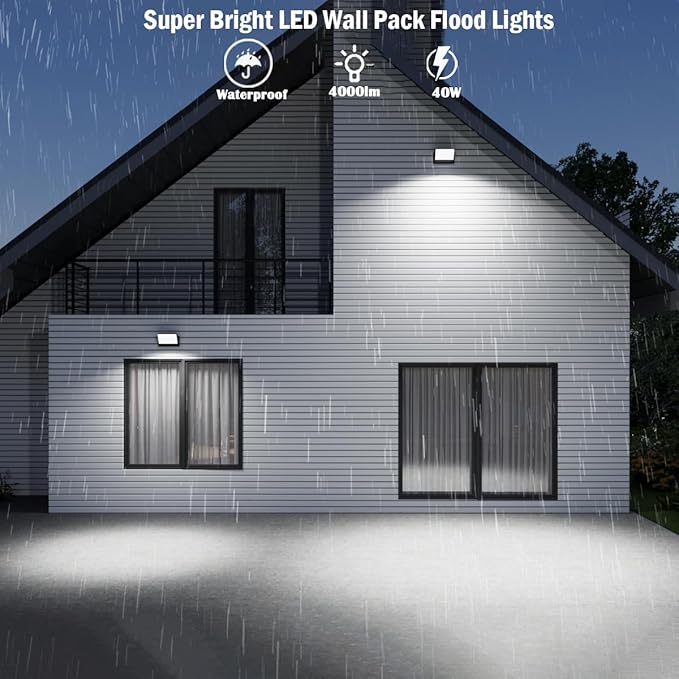 rosykite 40W LED Wall Pack Lights Outdoor Motion Sensor, 360 °Rotation 5000K - Image 4