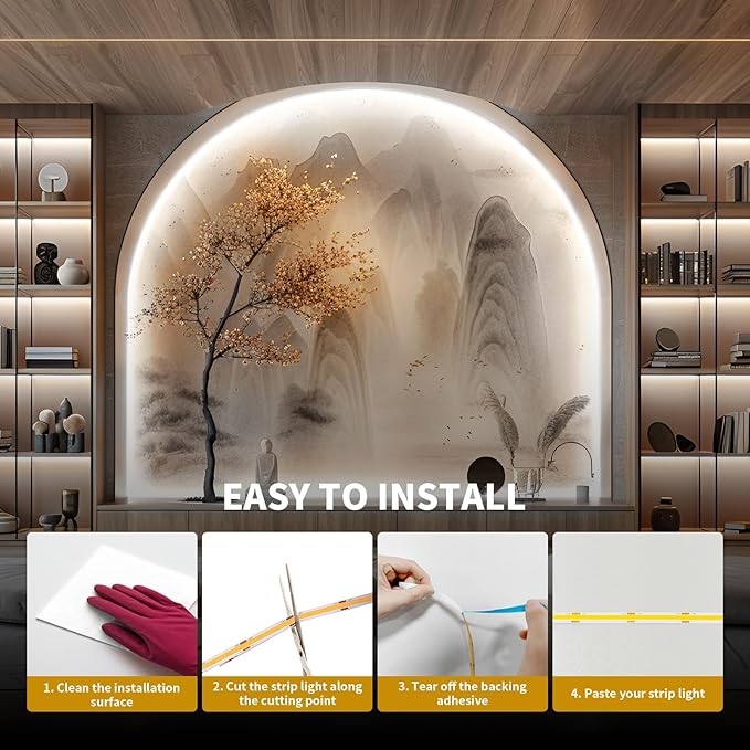 BUNACET COB LED Strip Light 20ft/6m Cool White 6500K High Lumen CRI 90+ - Image 6