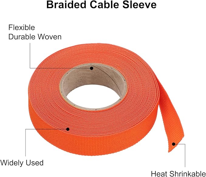 MECCANIXITY Braided Cable Sleeves Heat Shrinkable Fabric Sleeving, 5/8" 33ft - Image 4