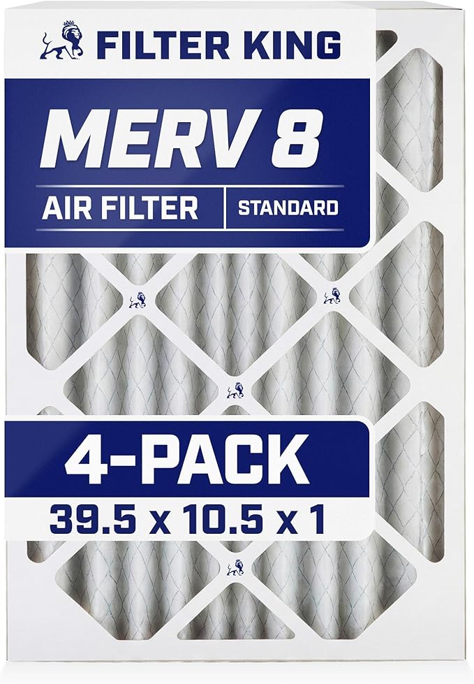 Filter King 39.5x10.5x1 Air Filter | 4-PACK | MERV 8 HVAC Pleated A/C Furnace by FilterKing