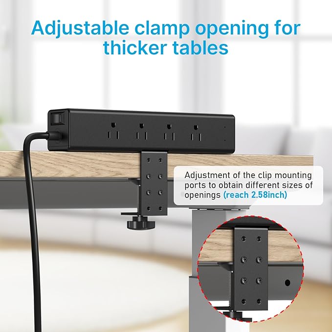 CCCEI Desk Outlet Station 45W USB C Port. 12 Outlet Desktop Clamp Power Strip - Image 3