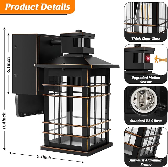 Motion Sensor Dusk Dawn Outdoor Wall Light Fixture - Image 4