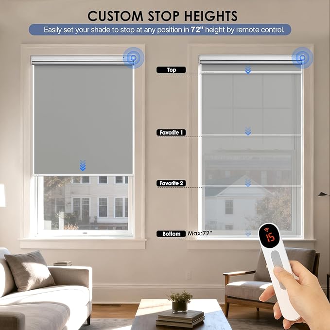 Motorized Blinds with Remote Control【Solar Panel Included】 Tin Grey, 33¾"W*72" H - Image 5