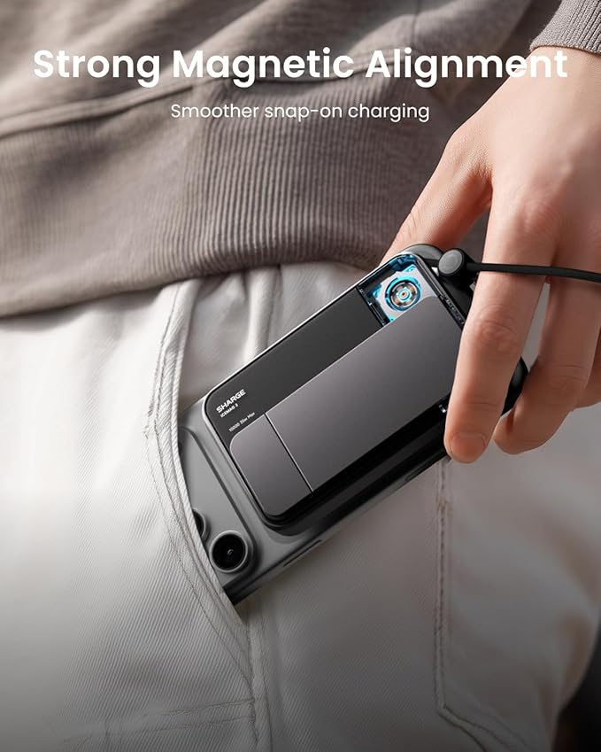sharge ICEMAG 3 MagSafe Portable Charger, Qi2 25W Magnetic Power Bank 10000mAh - Image 5