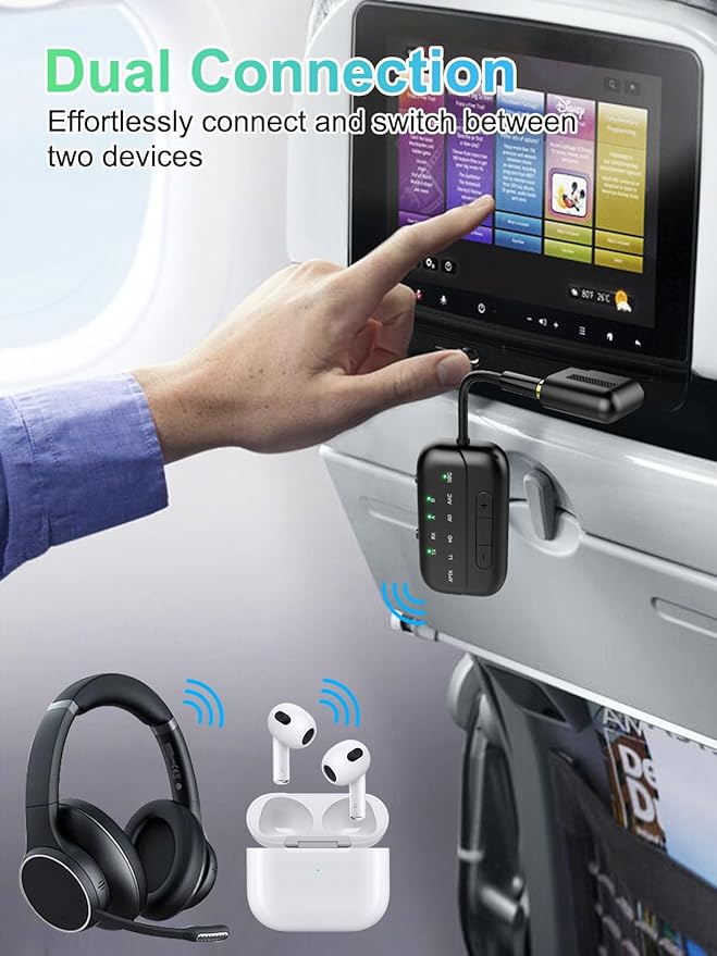2026 Upgraded Pro Bluetooth 5.4 Transmitter Receiver, 2-in-1 Airplane Wireless - Image 3