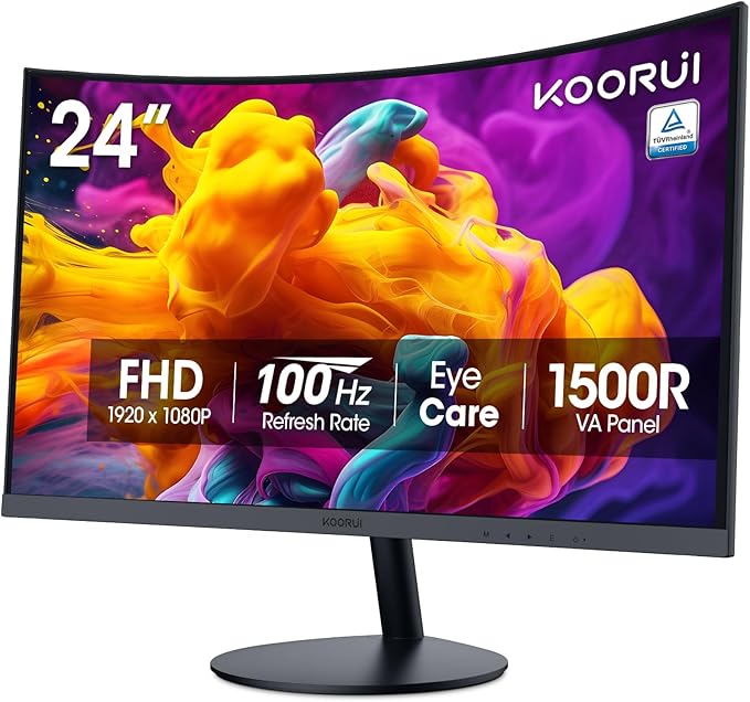 KOORUI 24 inch Curved Monitor, Full HD 1080P Curved Computer Monitor, 100Hz by KOORUI