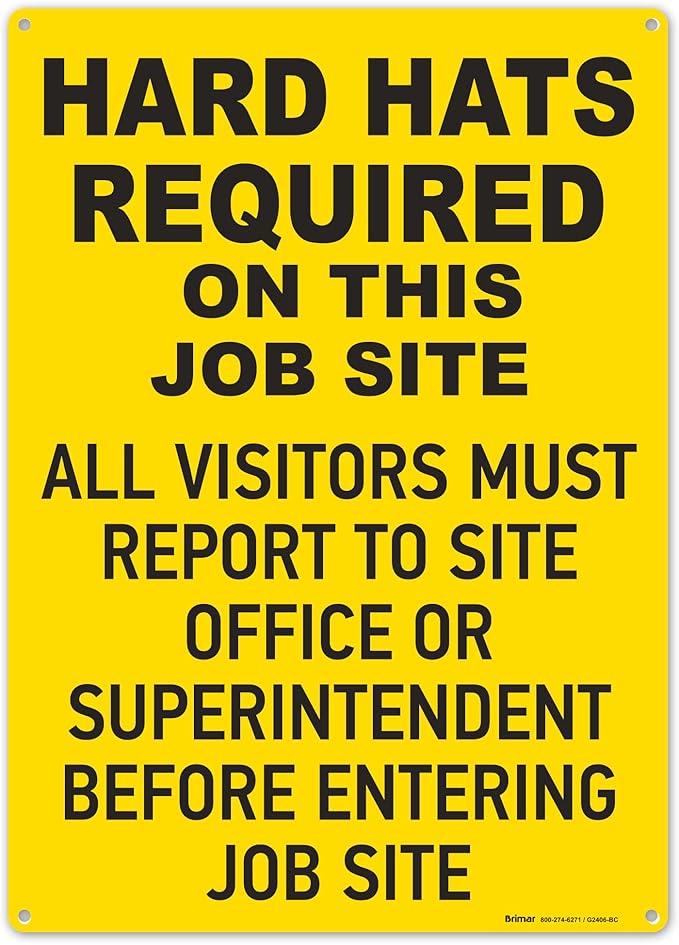 Brimar - 10" x 14" - Hard Hats Required on Job Site Sign - .055″ Polyethylene by BrimarIndustries