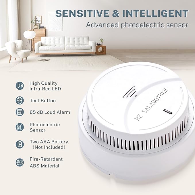 Smoke Detector 4 Pack, Fire Alarms Smoke Detectors - Image 3