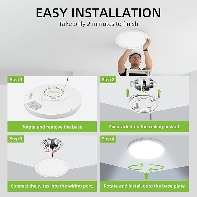 hykolity 12 Inch Selectable CCT LED Round Flat Panel Light, 24W - Image 8