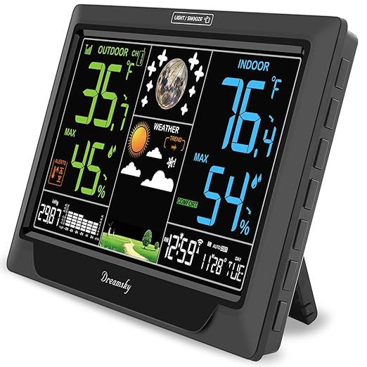 DreamSky Weather Station Indoor Outdoor Thermometer Wireless, Atomic Clock by DreamSky