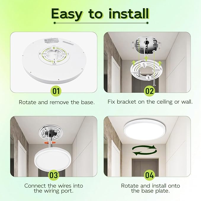 hykolity 9 Inch Selectable CCT LED Round Flat Panel Light, 18W 1800LM - Image 7