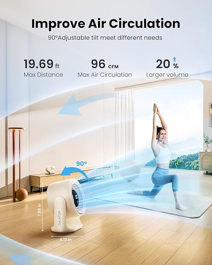 Gaiatop Desk Fan, Touch Control LED Display Small Portable Fans, 5 Speeds - Image 8