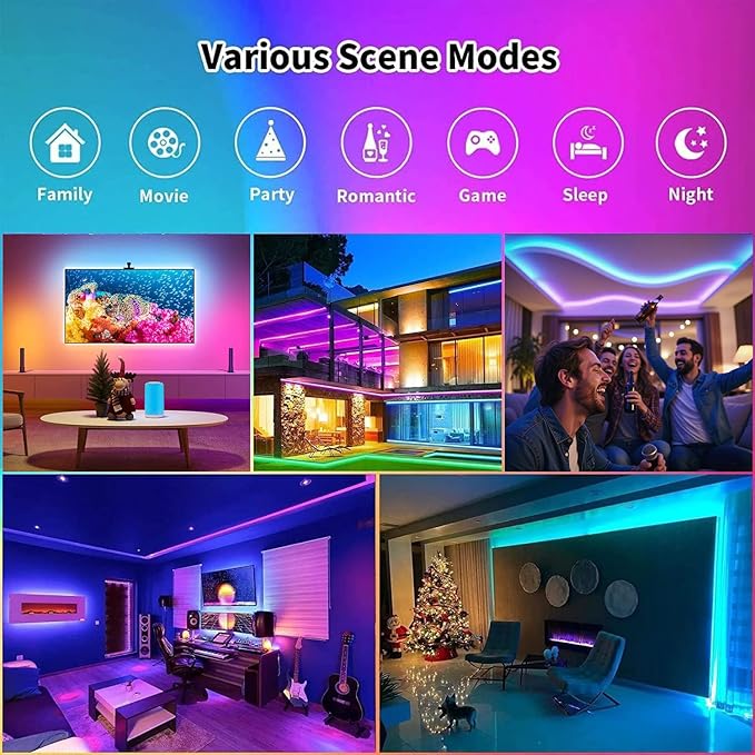 CHARKEE 130ft LED Strips Lights Full Color Sync Music, Dimmable and Color - Image 2