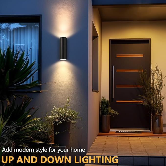 wowlite Outdoor Wall Light, Exterior Lighting, Matte Black Waterproof Wall - Image 2