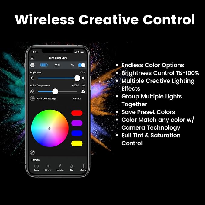 Lume Cube RGB Tube Light Mini for Photo & Video | RGBWW Full Color Tube Light | - Image 4