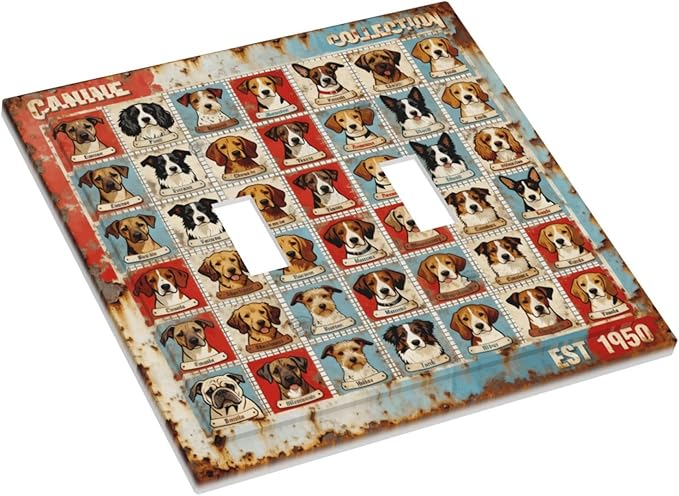 Bvtewkhz Dogs Funny Puppy Pets Vintage 2 Gang Double Toggle Decorative Outlet - Image 3