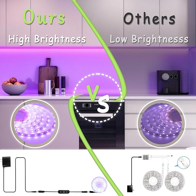 Aalnfe Purple Led Lights Strip Indoor Rope Lights Easy DIY Cuttable Strip Lights - Image 2