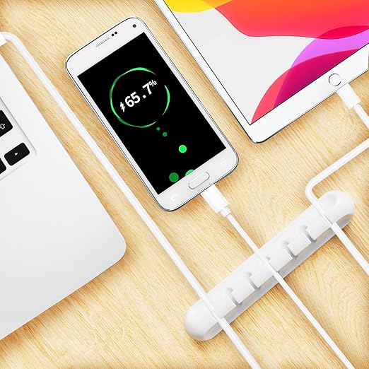 Apromisith USB Cable Organizer Clips Cord Holder, 6 Packs White Self Adhesive - Image 3