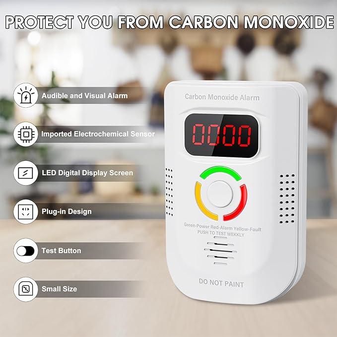 2 Pack Carbon Monoxide Detector, Plug-in Wall Carbon Monoxide Gas Detector - Image 4