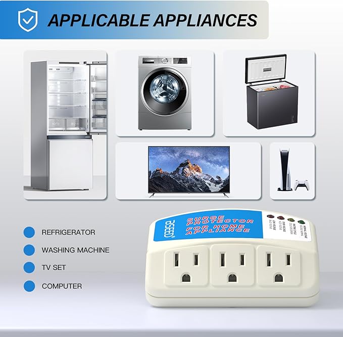 BSEED Surge Protector for Home Appliance 3 Outlet Surge Protector for - Image 4