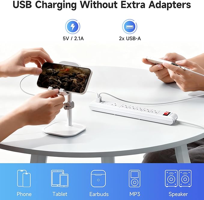 Cable Matters 2-Pack 6-Outlet Surge Protector Power Strip - 8ft - Image 3