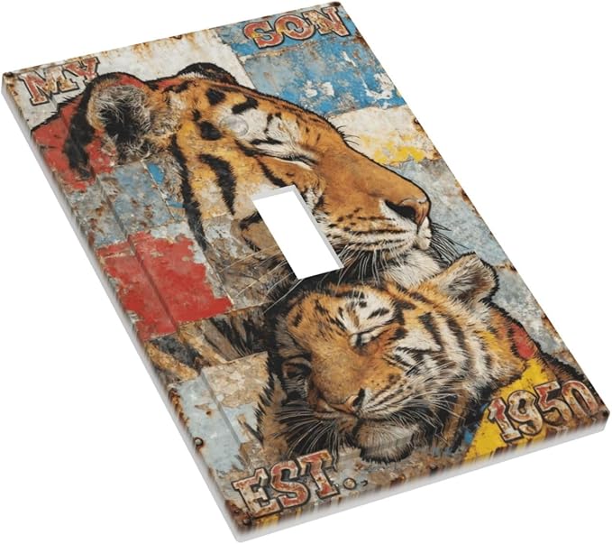 Bvtewkhz Tiger Vintage 1 Gang Single Toggle Decorative Outlet Covers Light - Image 3