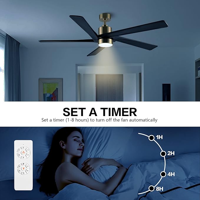 WINGBO 72" DC Ceiling Fan with Lights and 3 Downrods, 5 Carved Wood Blades - Image 7