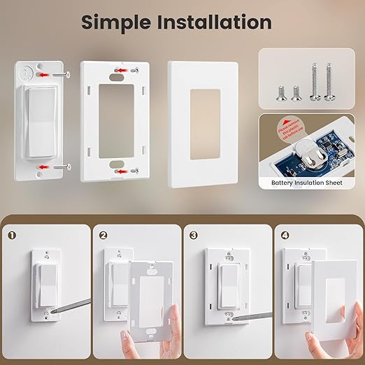 SURAIELEC 3 Way Wireless Light Switch, Remote Control Outlet, Decorator Rocker - Image 7