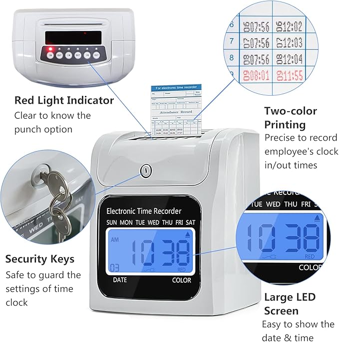 TooCust Time Clock Bundle with 400 Time Cards, 4 Ink Ribbons, 2 Ten-Slot Time - Image 3