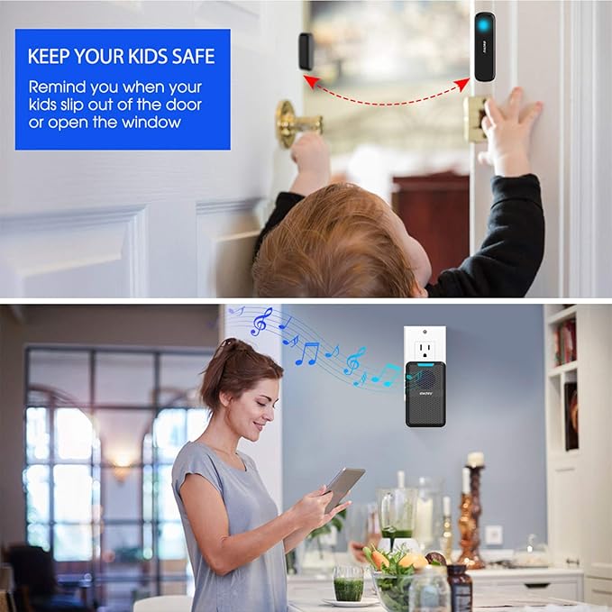 STECHRO Wireless Door Chime, 600Ft Range 5 Adjustable Volume 1 Magnetic Door - Image 2