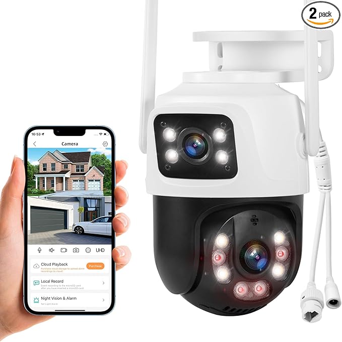 Fuers 6MP Wireless Security Camera, Surveillance Cameras Dual Lens Linkage by Fuers