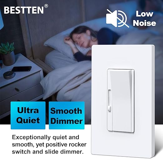 BESTTEN 6 Pack Super Slim Dimmer Light Switch, Quiet Rocker, Single Pole or 3 - Image 3
