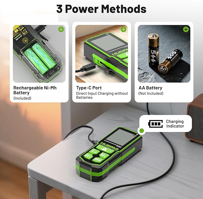 Huepar Professional Green Laser Measuring Tool 196ft, Digital Rechargeable - Image 3