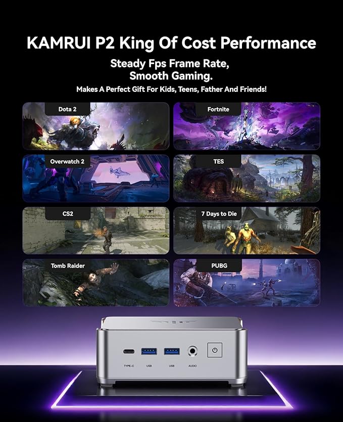 KAMRUI Pinova P2 Mini PC, Core i5-12600H, 16GB DDR4 512GB NVMe SSD Mini - Image 5