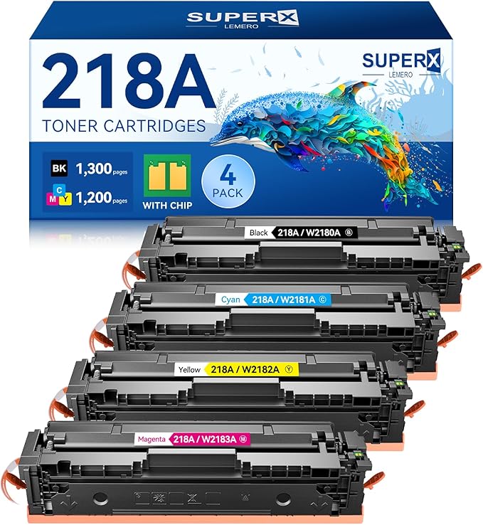 218A 218X Toner Cartridges 4 Pack 3301fdw by LEMEROSUPERX