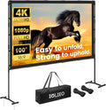 Projector Screen with Stand, 100 Inch, 16:9 Outdoor Portable Screen, Unique by Iolieo