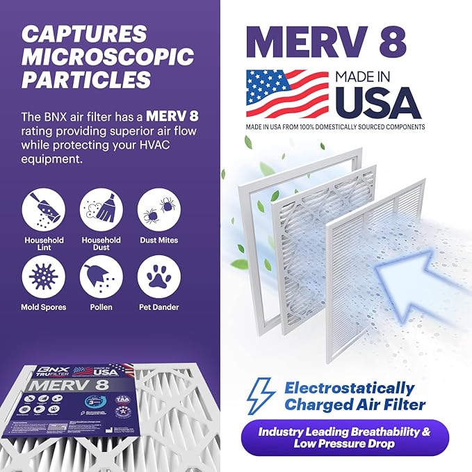 BNX TruFilter 16x20x1 Air Filter MERV 8 - Image 3