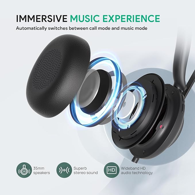 Yealink UH35 USB Headset with Microphone, Mono Wired Headset with Noise - Image 4