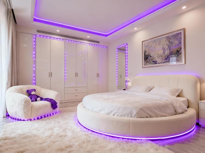 Aalnfe Purple Led Lights Strip for Bedroom Indoor Rope Lights Black Pagage Led - Image 6