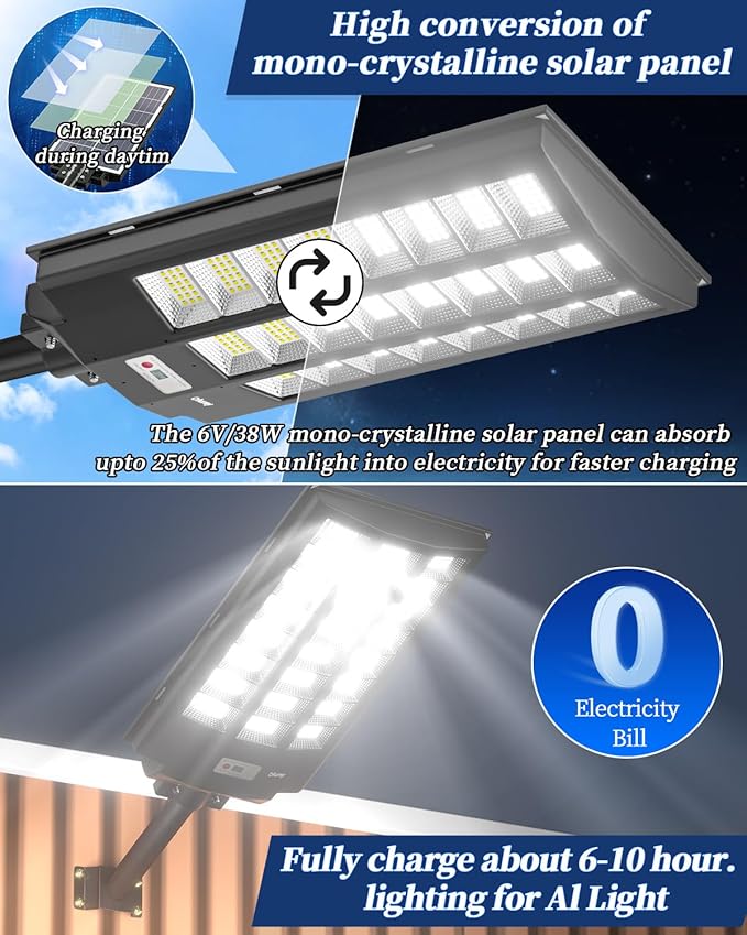 Ofuray Of-8600W Solar Street Lights Outdoor, 600000LM Solar Security Flood - Image 2